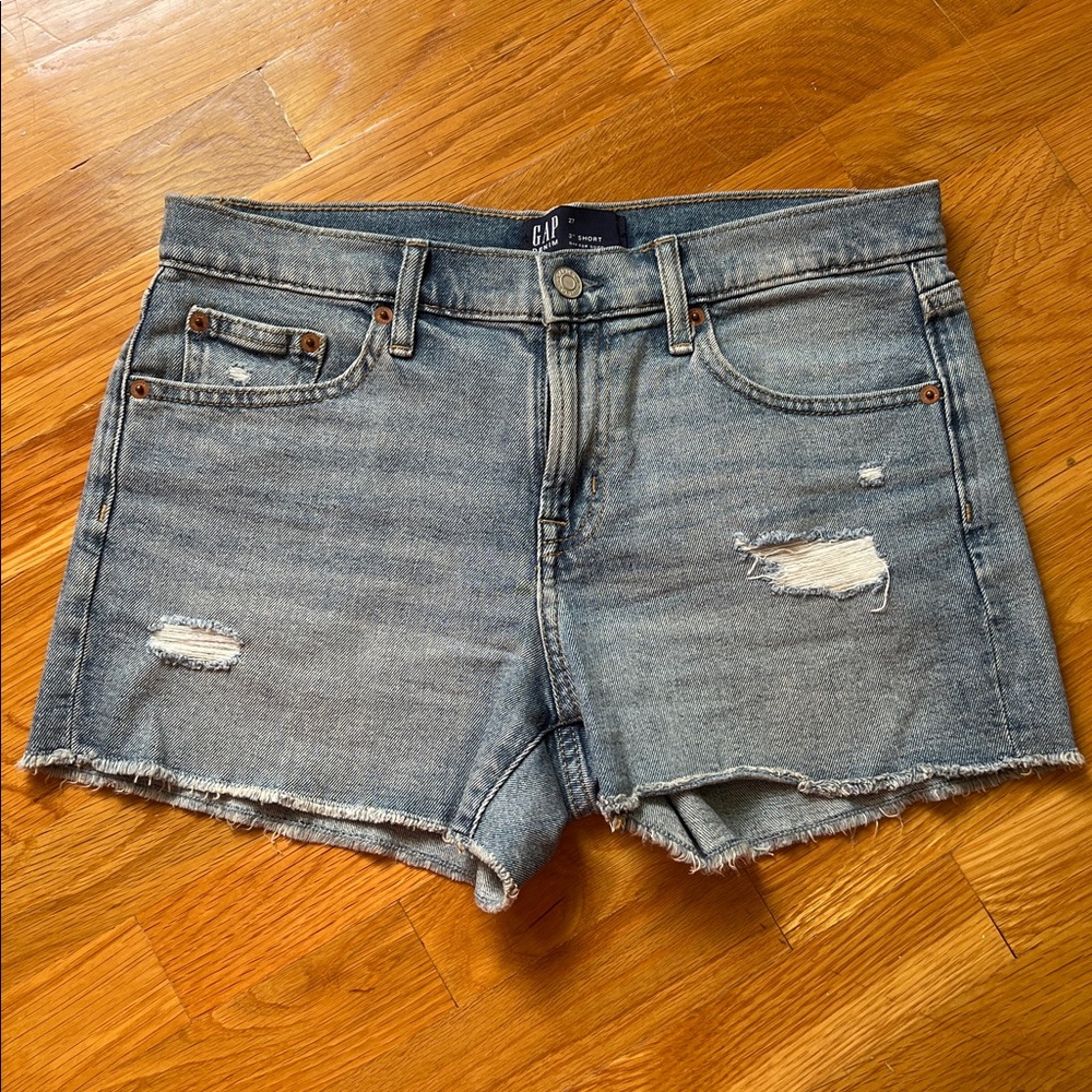 GAP Blue Distressed Denim Shorts